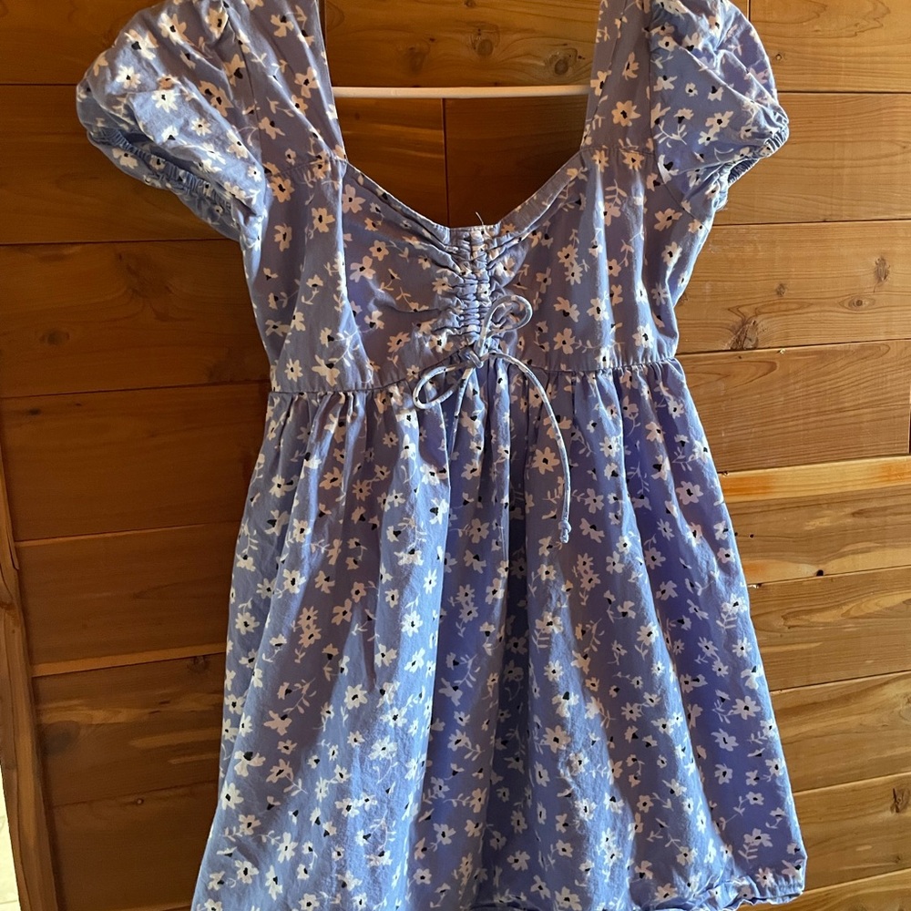 Floral Blue Babydoll / Skater Style Summer Dress